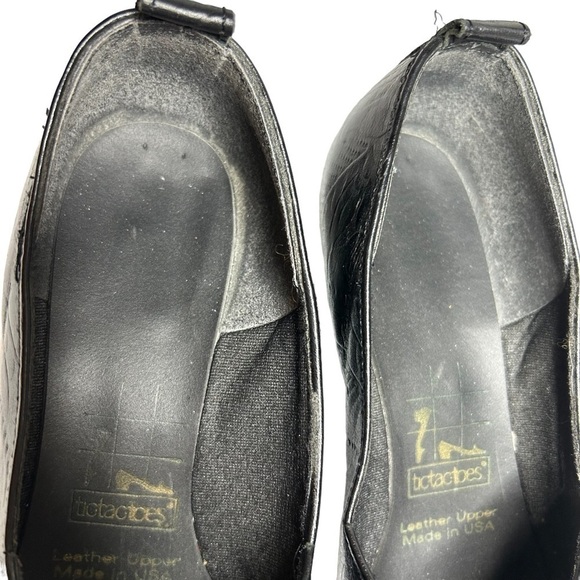 Tic tac toes Black Leather Embossed Loafers Sz 8 - Picture 8 of 12